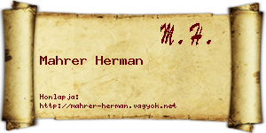 Mahrer Herman névjegykártya